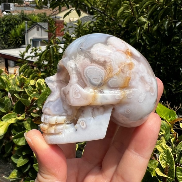 Flower Agate Skull - Picture 7 of 10
